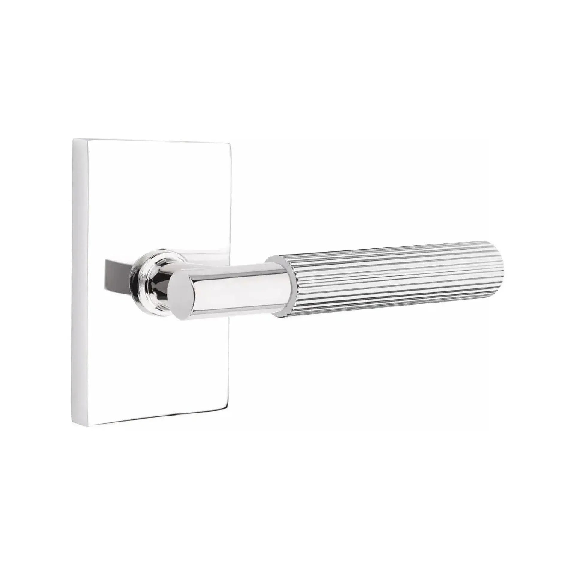 EmtekEmtek Select T-Bar Straight Knurled Lever with Modern Rectangular Rosette in 