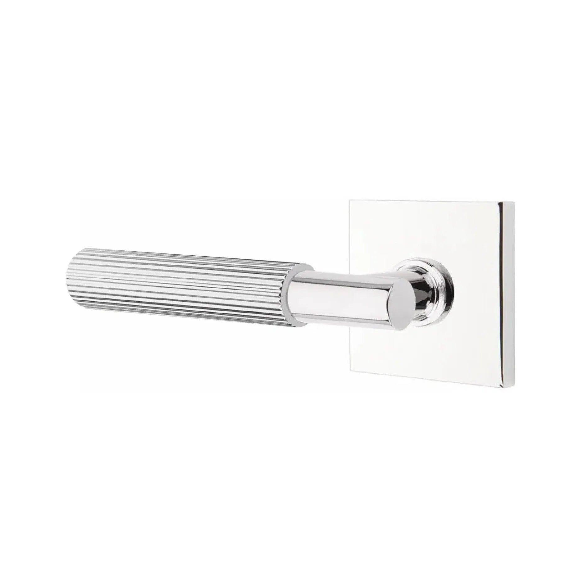 Emtek Select T-Bar Straight Knurled Lever with Square Rosette Polished Chrome
