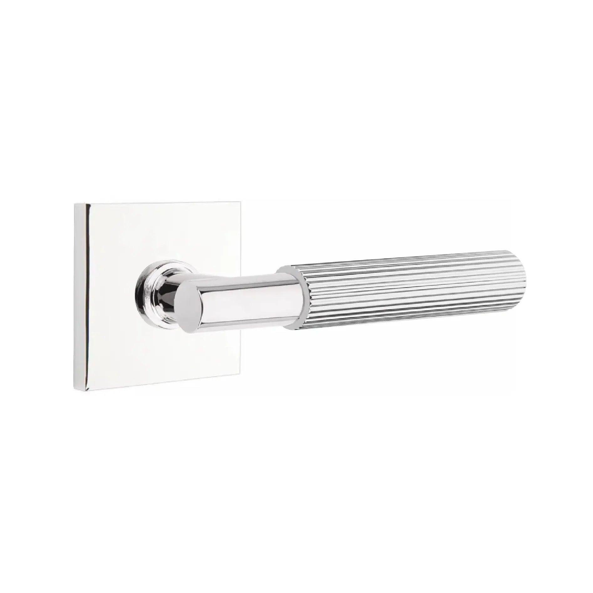 Emtek Select T-Bar Straight Knurled Lever with Square Rosette Polished Chrome