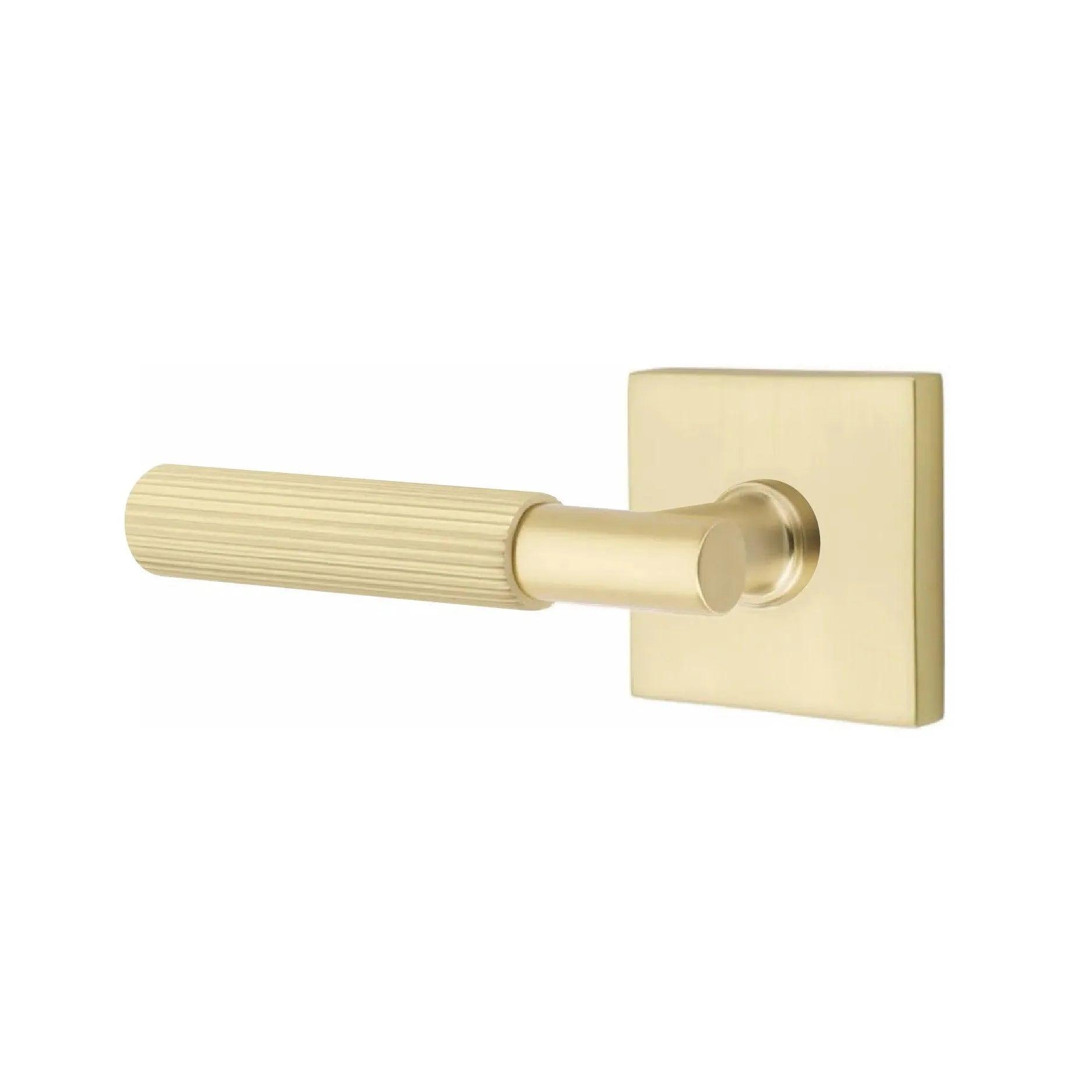 Emtek Select T-Bar Straight Knurled Lever with Square Rosette Satin Brass