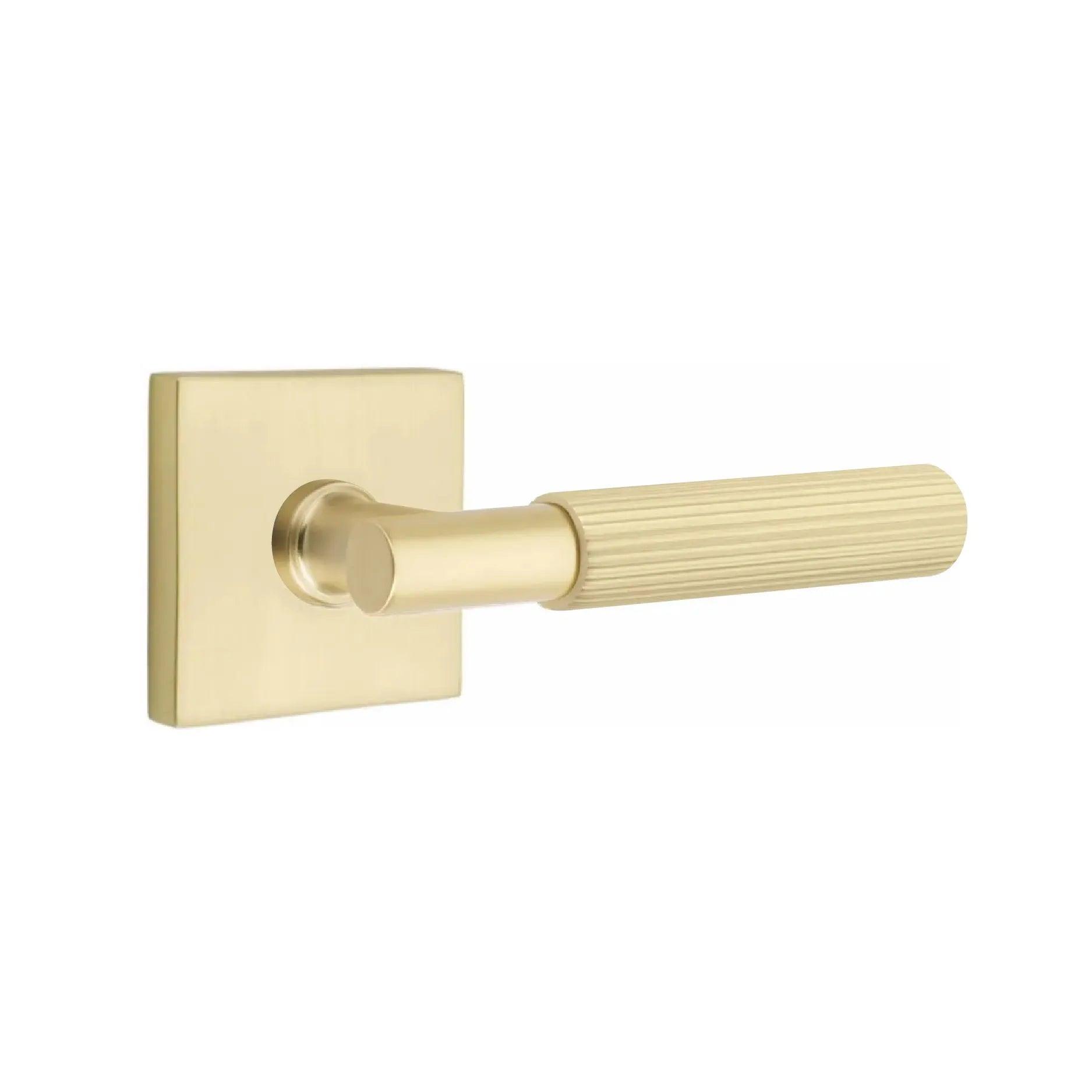 Emtek Select T-Bar Straight Knurled Lever with Square Rosette Satin Brass