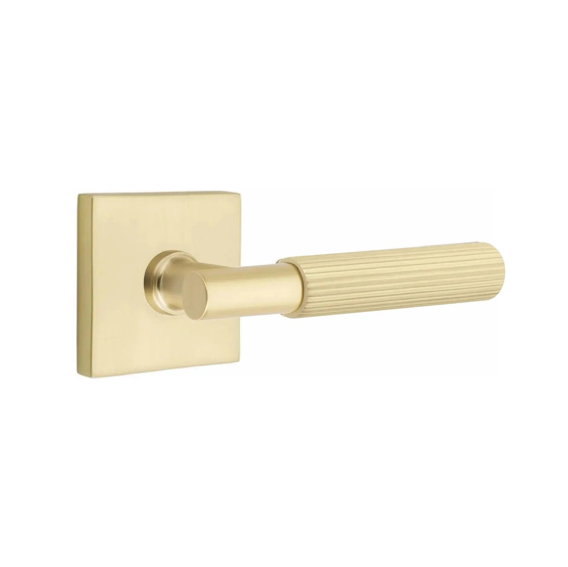 Emtek Select T-Bar Straight Knurled Lever with Square Rosette Satin Brass