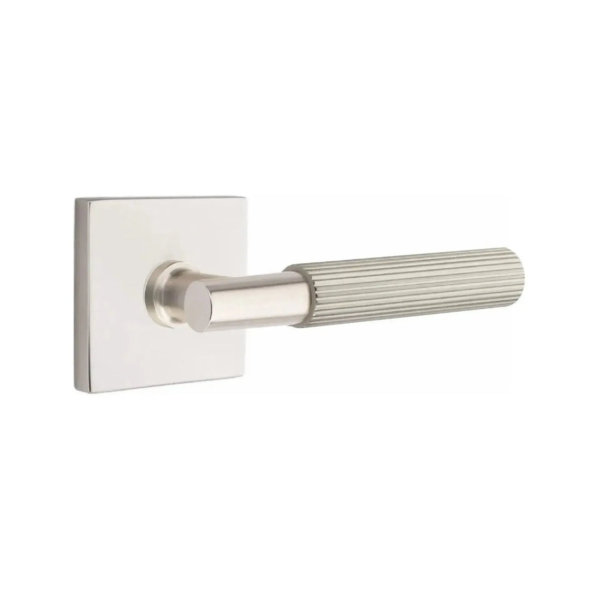 Emtek Select T-Bar Straight Knurled Lever with Square Rosette in Satin Nickel finish