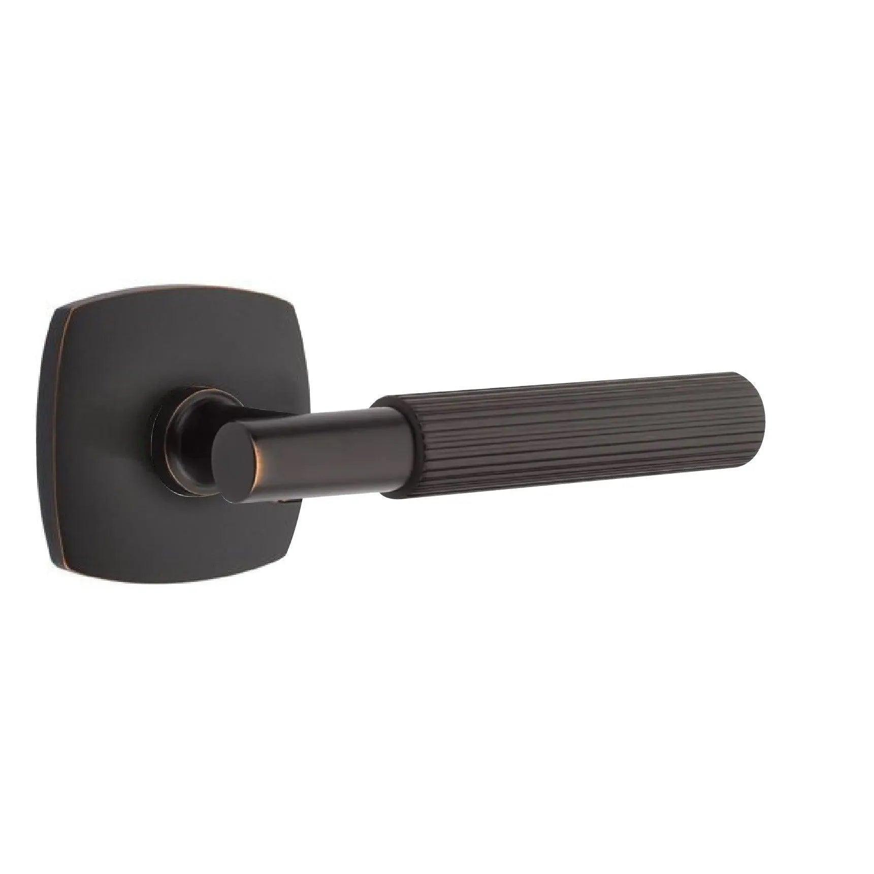 Emtek Select T-Bar Straight Knurled Lever with Urban Modern Rosette Oil Rubbed Bronze
