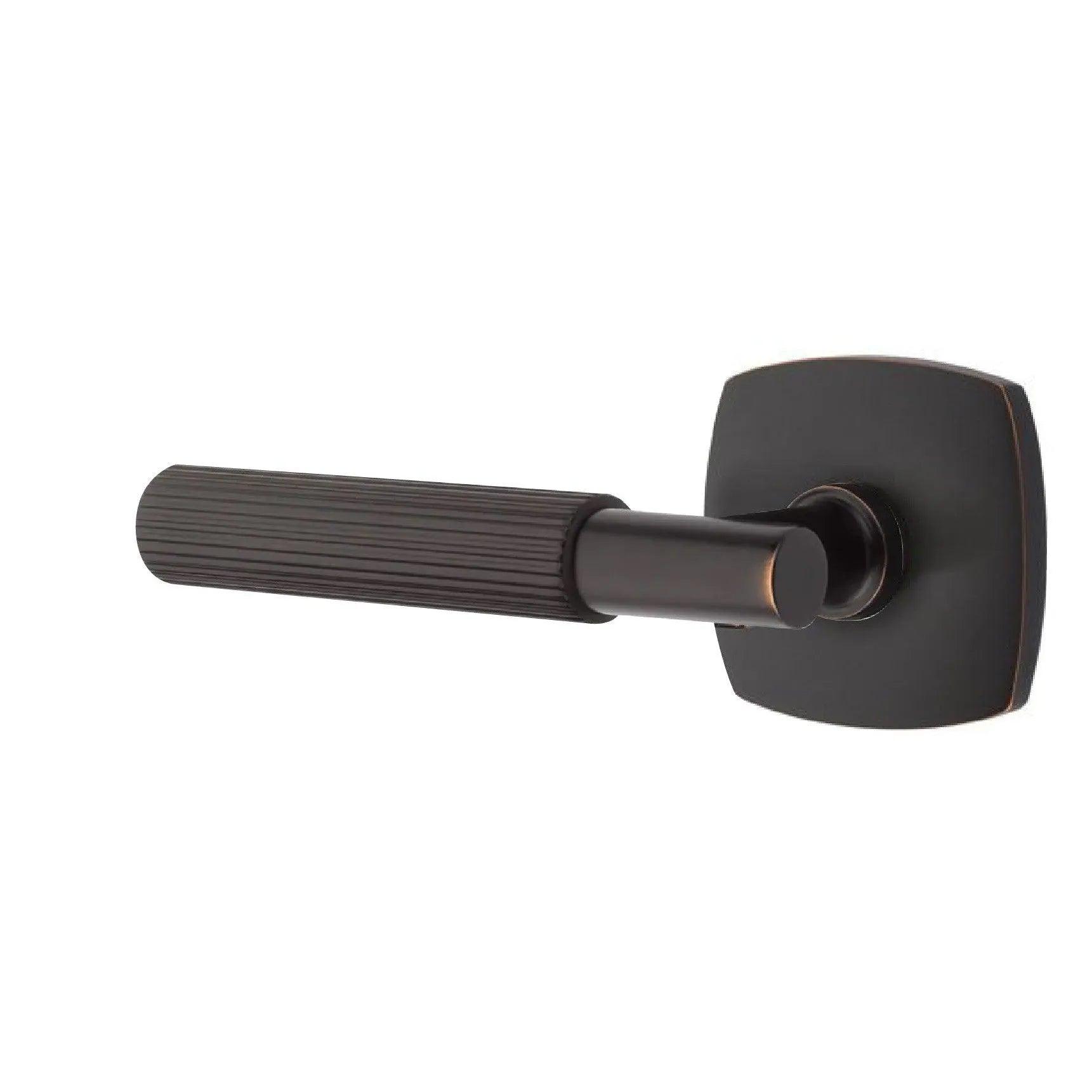 Emtek Select T-Bar Straight Knurled Lever with Urban Modern Rosette Oil Rubbed Bronze