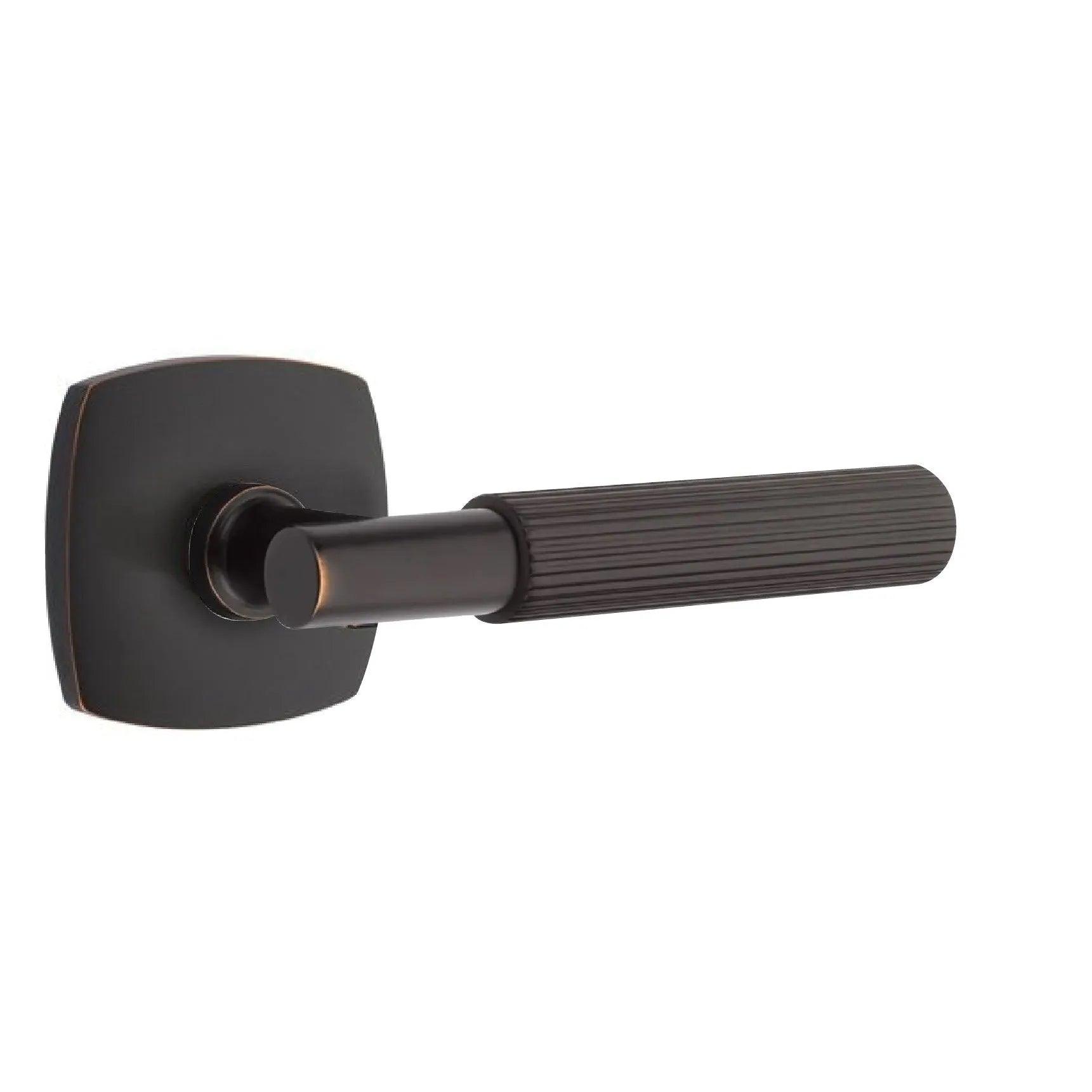 Emtek Select T-Bar Straight Knurled Lever with Urban Modern Rosette Oil Rubbed Bronze