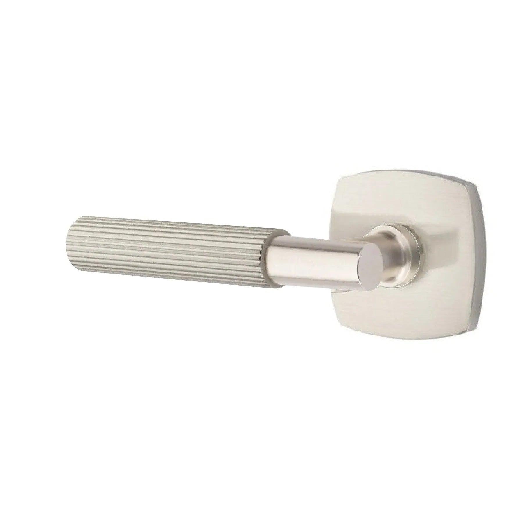 Emtek Select T-Bar Straight Knurled Lever with Urban Modern Rosette Satin Nickel