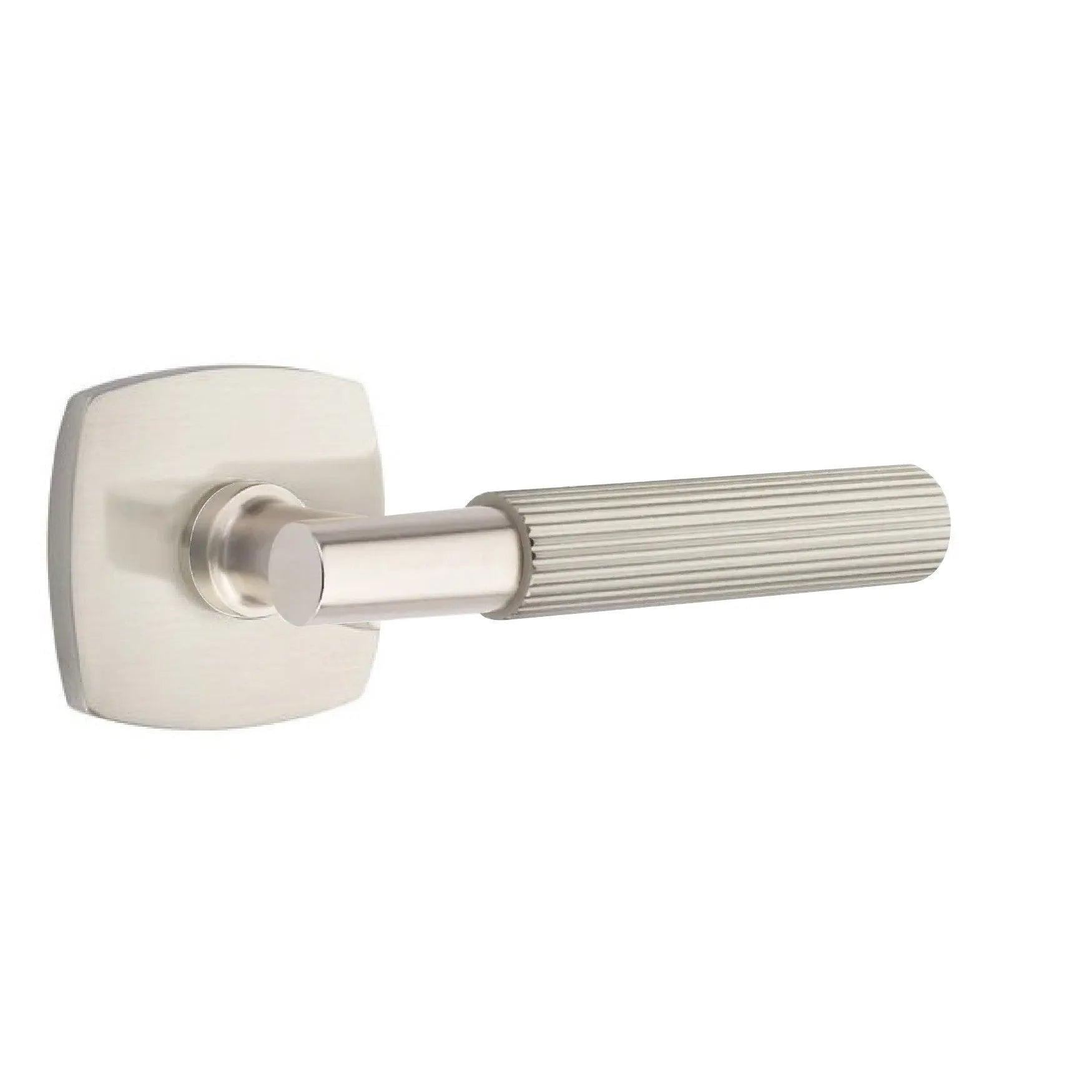 Emtek Select T-Bar Straight Knurled Lever with Urban Modern Rosette Satin Nickel