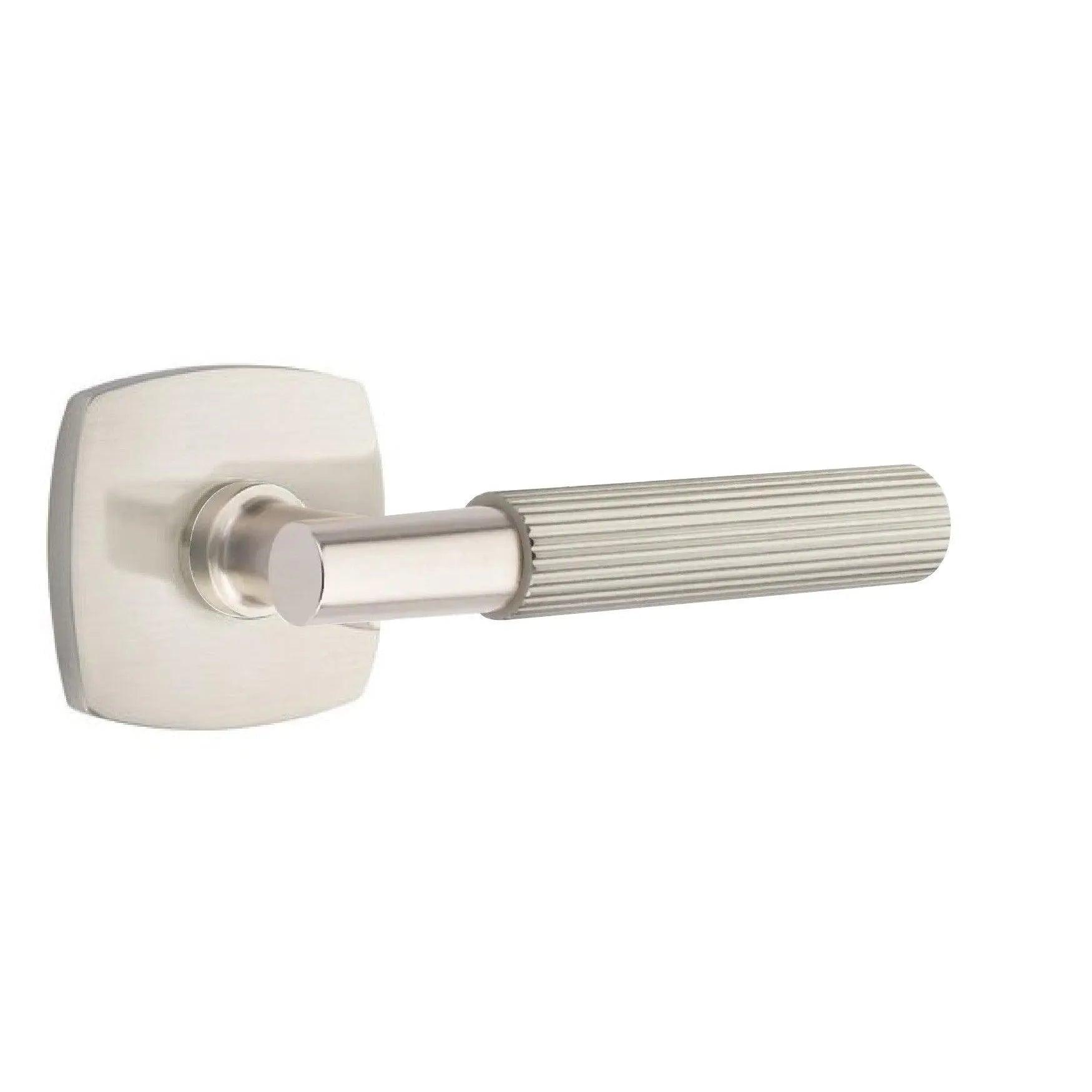 Emtek Select T-Bar Straight Knurled Lever with Urban Modern Rosette Satin Nickel