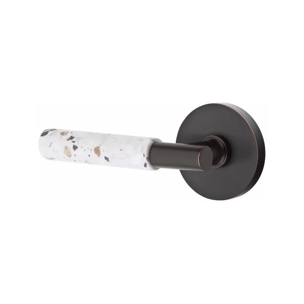 Emtek Select T-Bar Terrazzo Lever with Disk Rosette Oil Rubbed Bronze