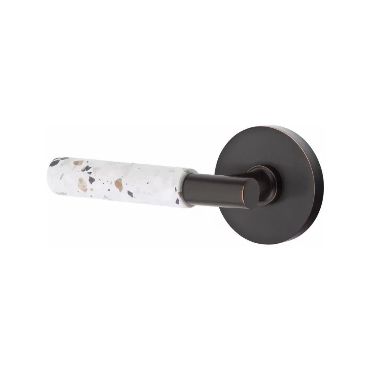 Emtek Select T-Bar Terrazzo Lever with Disk Rosette Oil Rubbed Bronze
