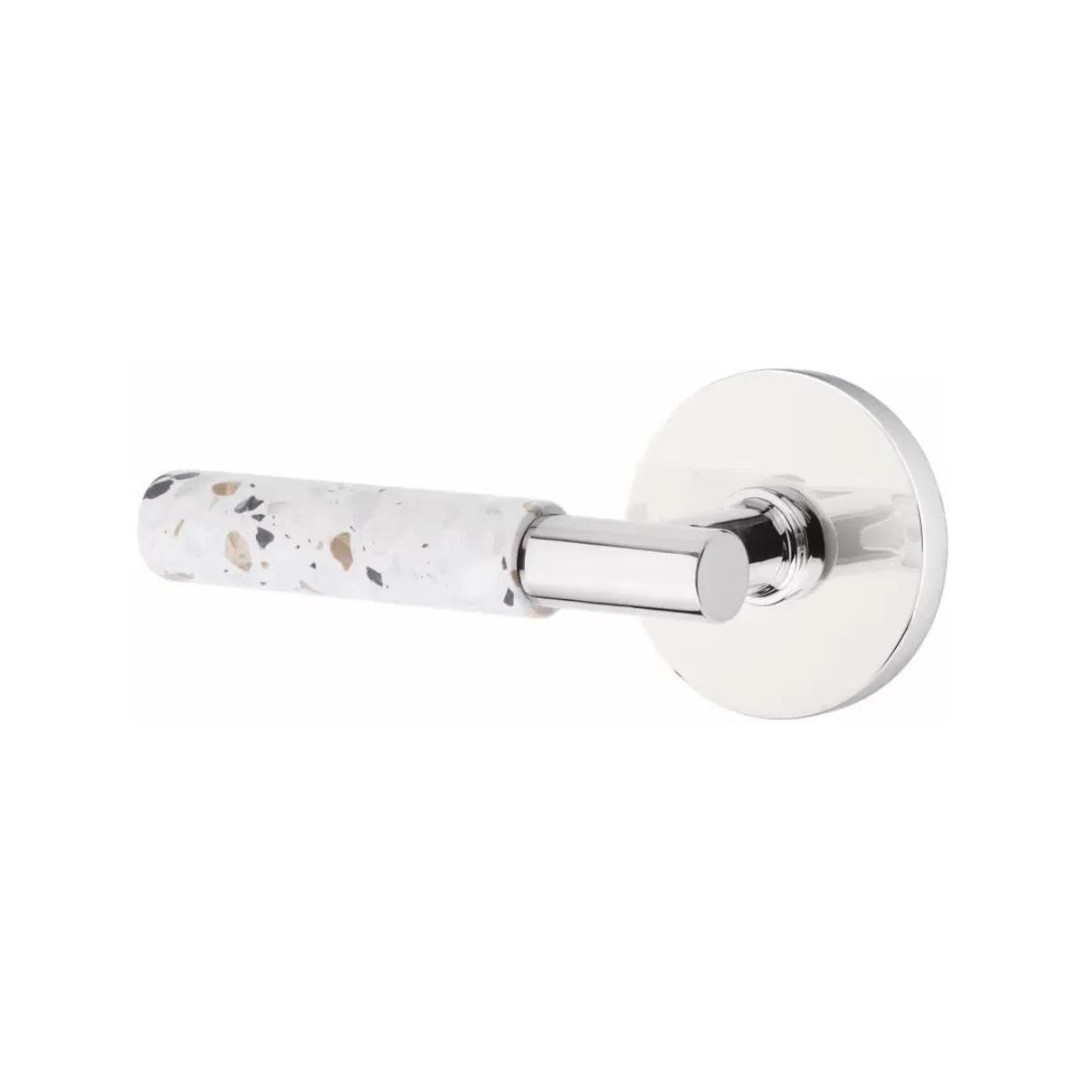 Emtek Select T-Bar Terrazzo Lever with Disk Rosette Polished Chrome