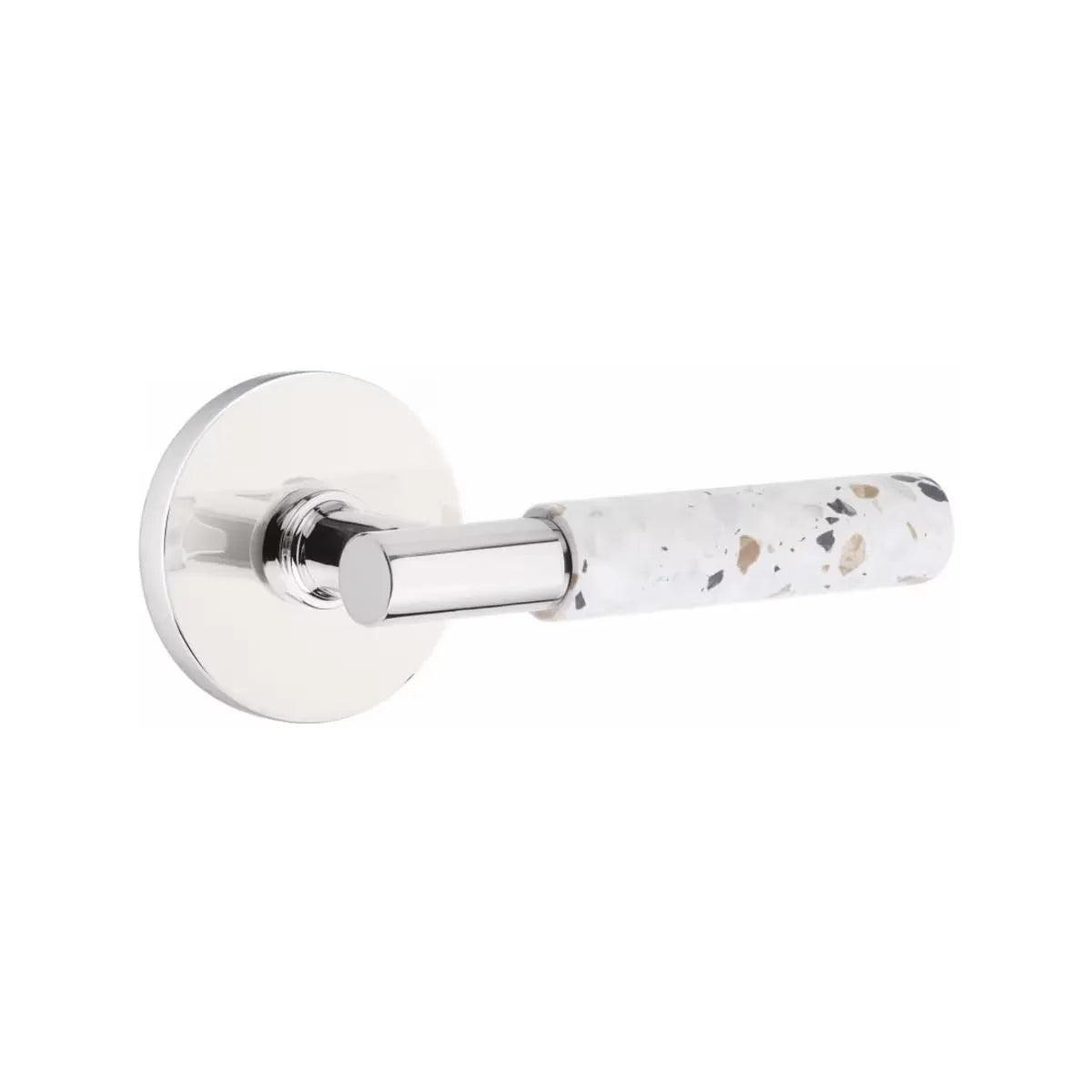 Emtek Select T-Bar Terrazzo Lever with Disk Rosette Polished Chrome