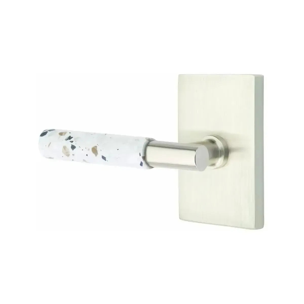 EmtekEmtek Select T-Bar Terrazzo Lever with Modern Rectangular Rosette in 