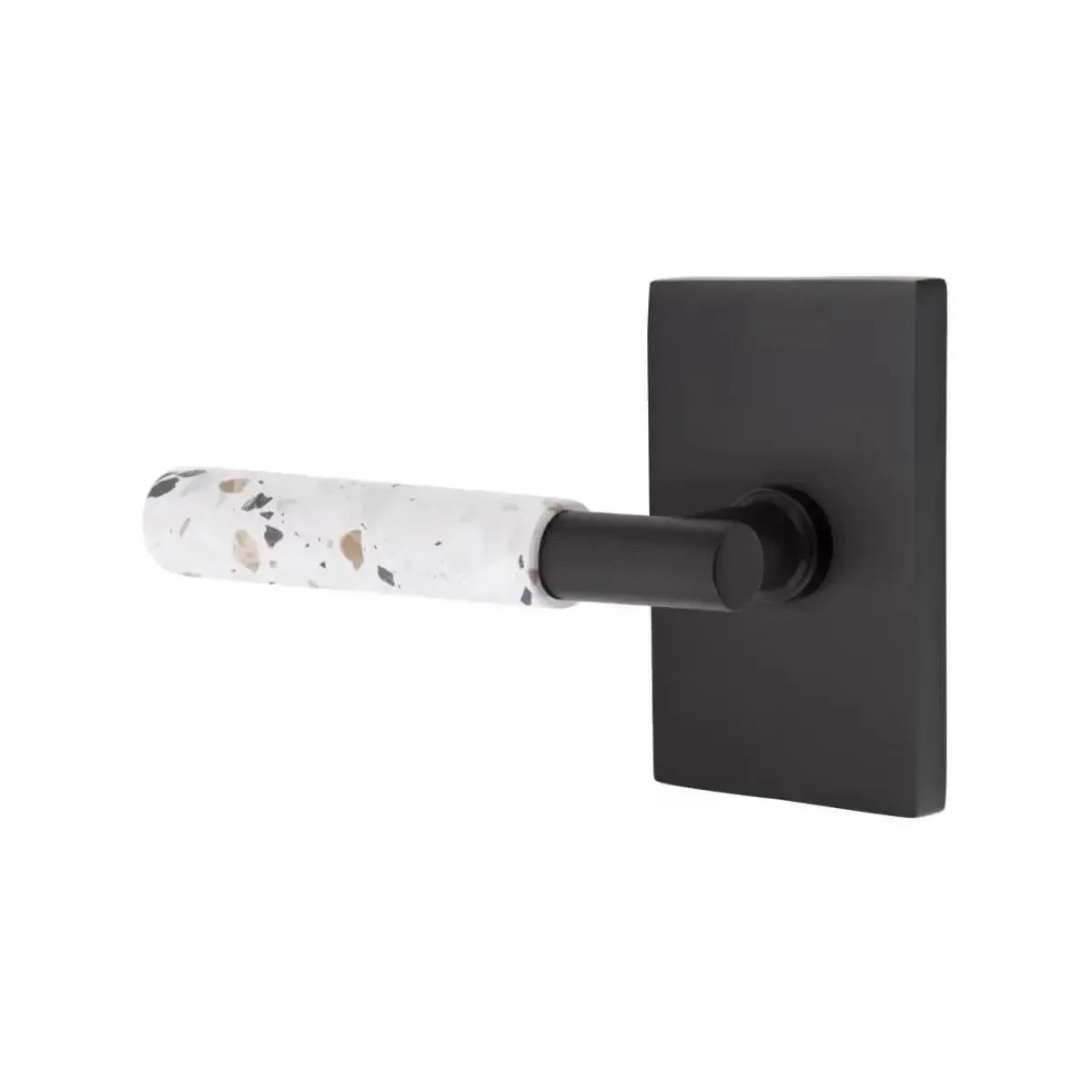 EmtekEmtek Select T-Bar Terrazzo Lever with Modern Rectangular Rosette in 