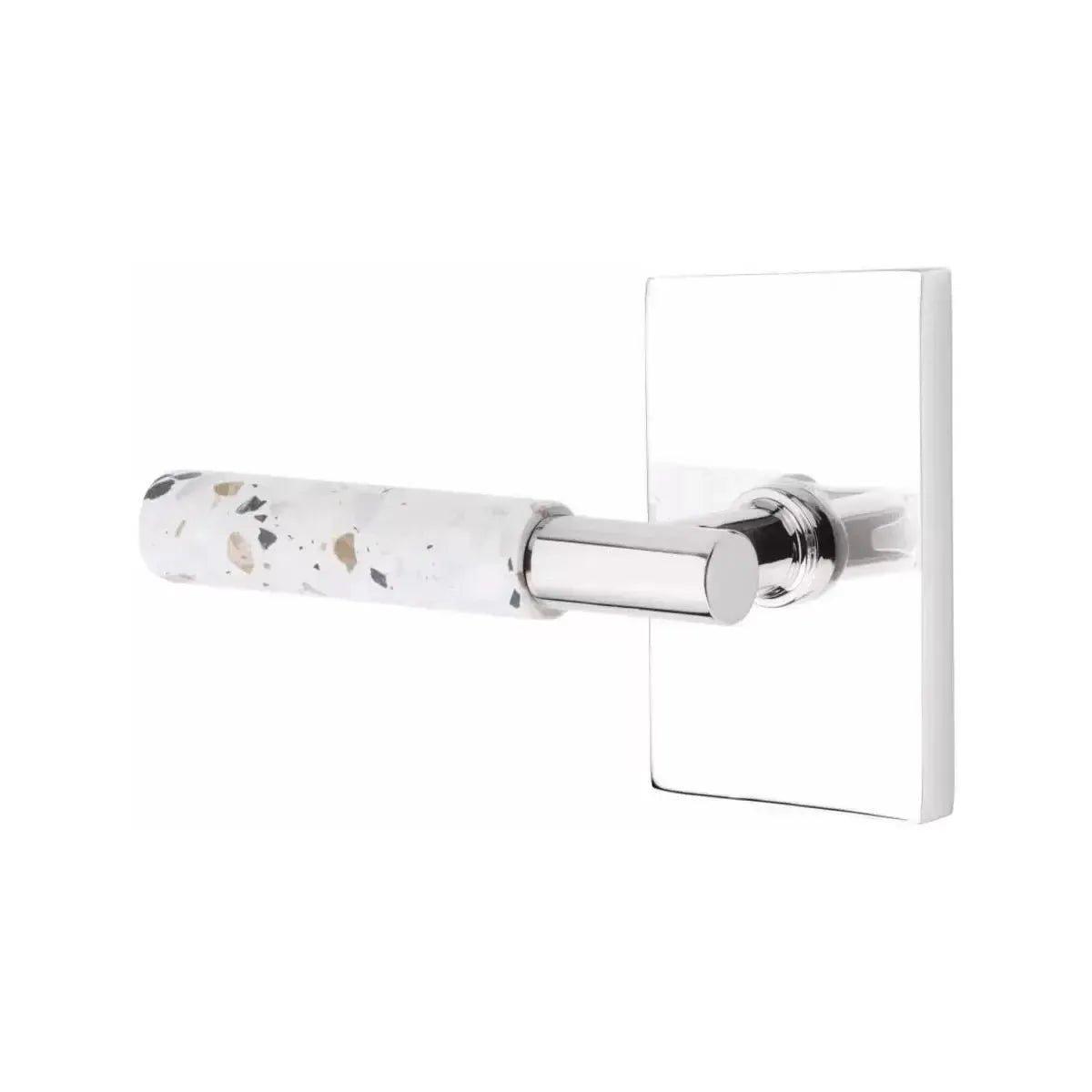 EmtekEmtek Select T-Bar Terrazzo Lever with Modern Rectangular Rosette in 