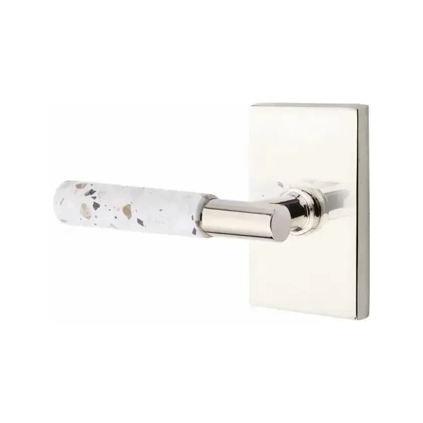 EmtekEmtek Select T-Bar Terrazzo Lever with Modern Rectangular Rosette in 