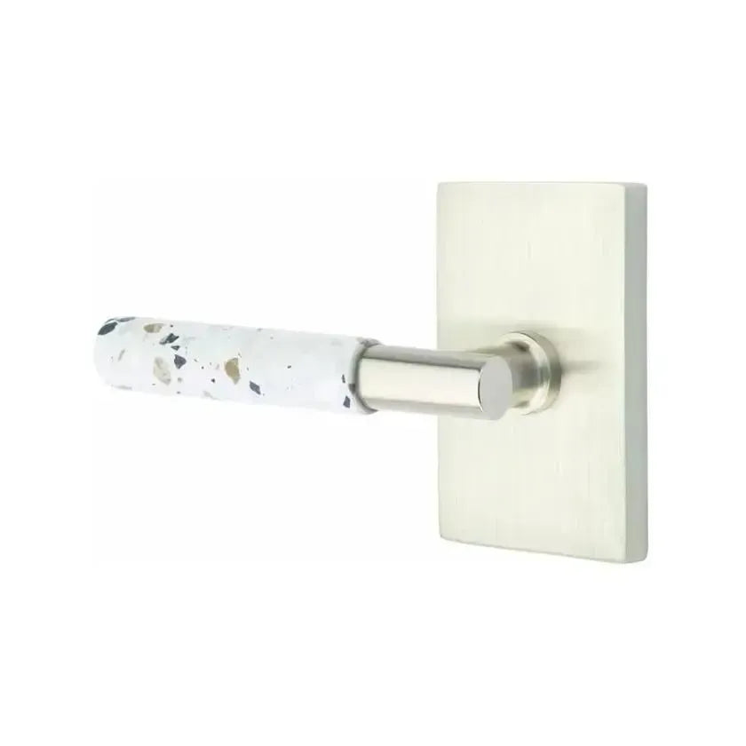EmtekEmtek Select T-Bar Terrazzo Lever with Modern Rectangular Rosette in 