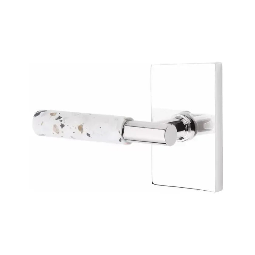 EmtekEmtek Select T-Bar Terrazzo Lever with Modern Rectangular Rosette in 