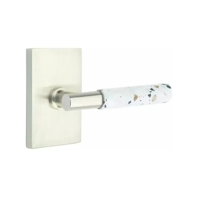 EmtekEmtek Select T-Bar Terrazzo Lever with Modern Rectangular Rosette in 