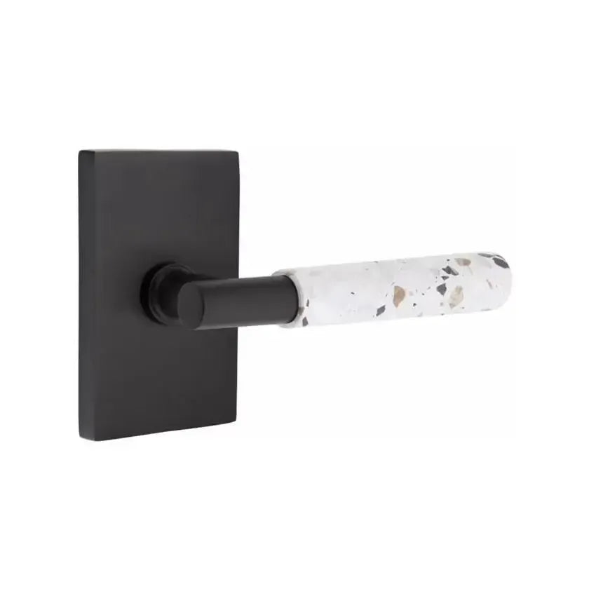 EmtekEmtek Select T-Bar Terrazzo Lever with Modern Rectangular Rosette in 