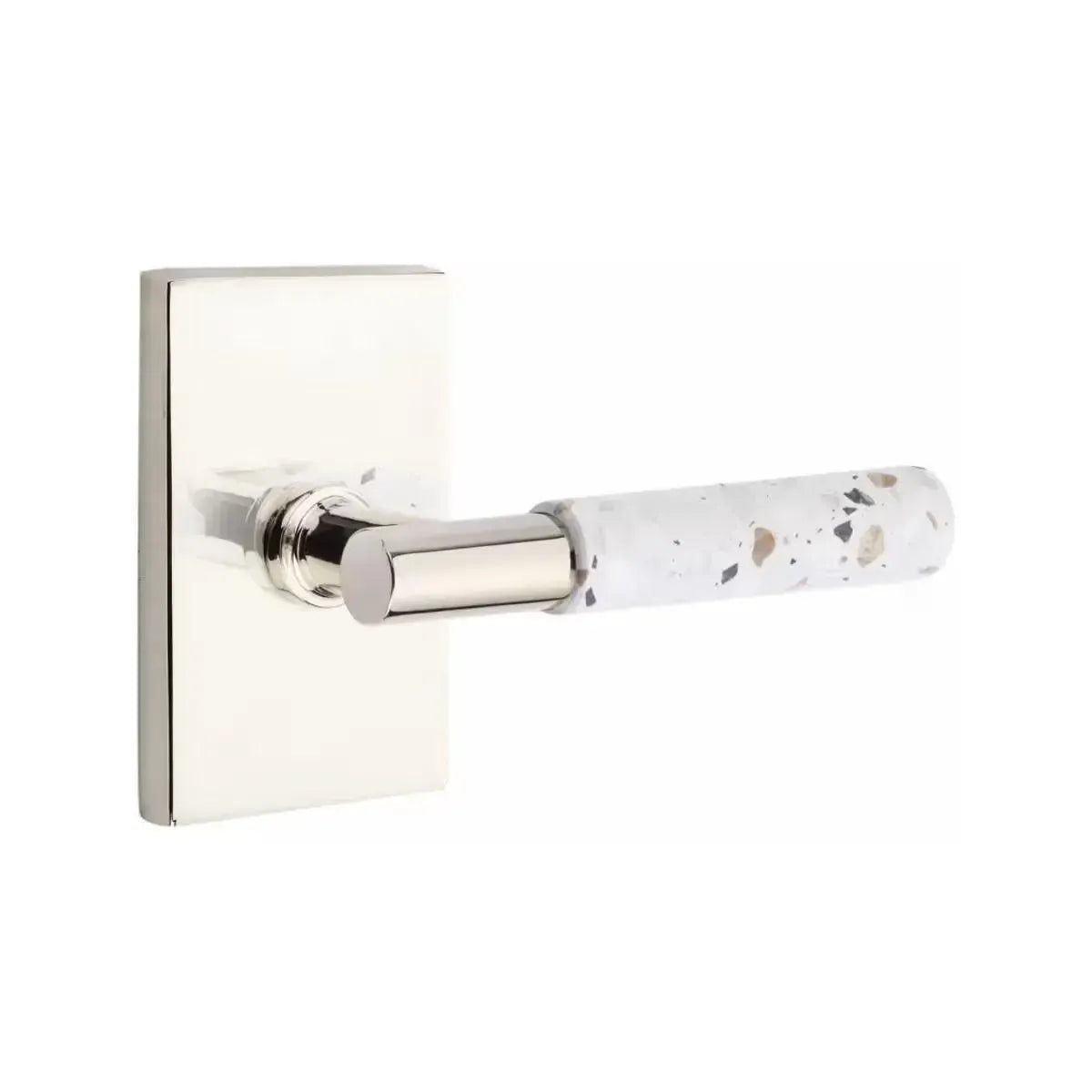 EmtekEmtek Select T-Bar Terrazzo Lever with Modern Rectangular Rosette in 
