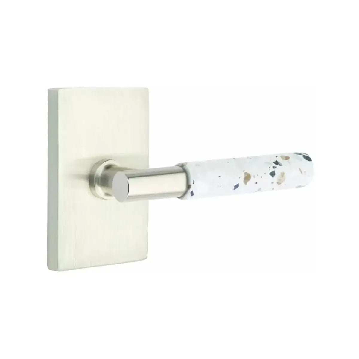 EmtekEmtek Select T-Bar Terrazzo Lever with Modern Rectangular Rosette in 