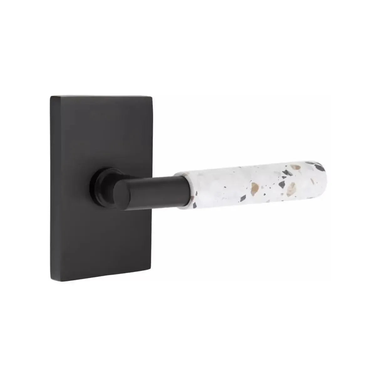 EmtekEmtek Select T-Bar Terrazzo Lever with Modern Rectangular Rosette in 