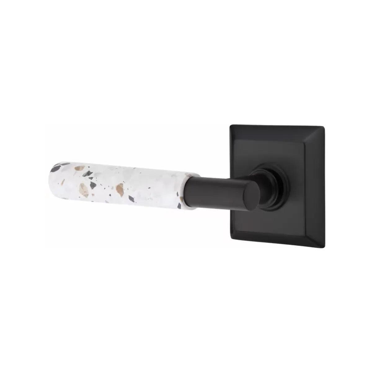 Emtek Select T-Bar Terrazzo Lever with Quincy Rosette Flat Black