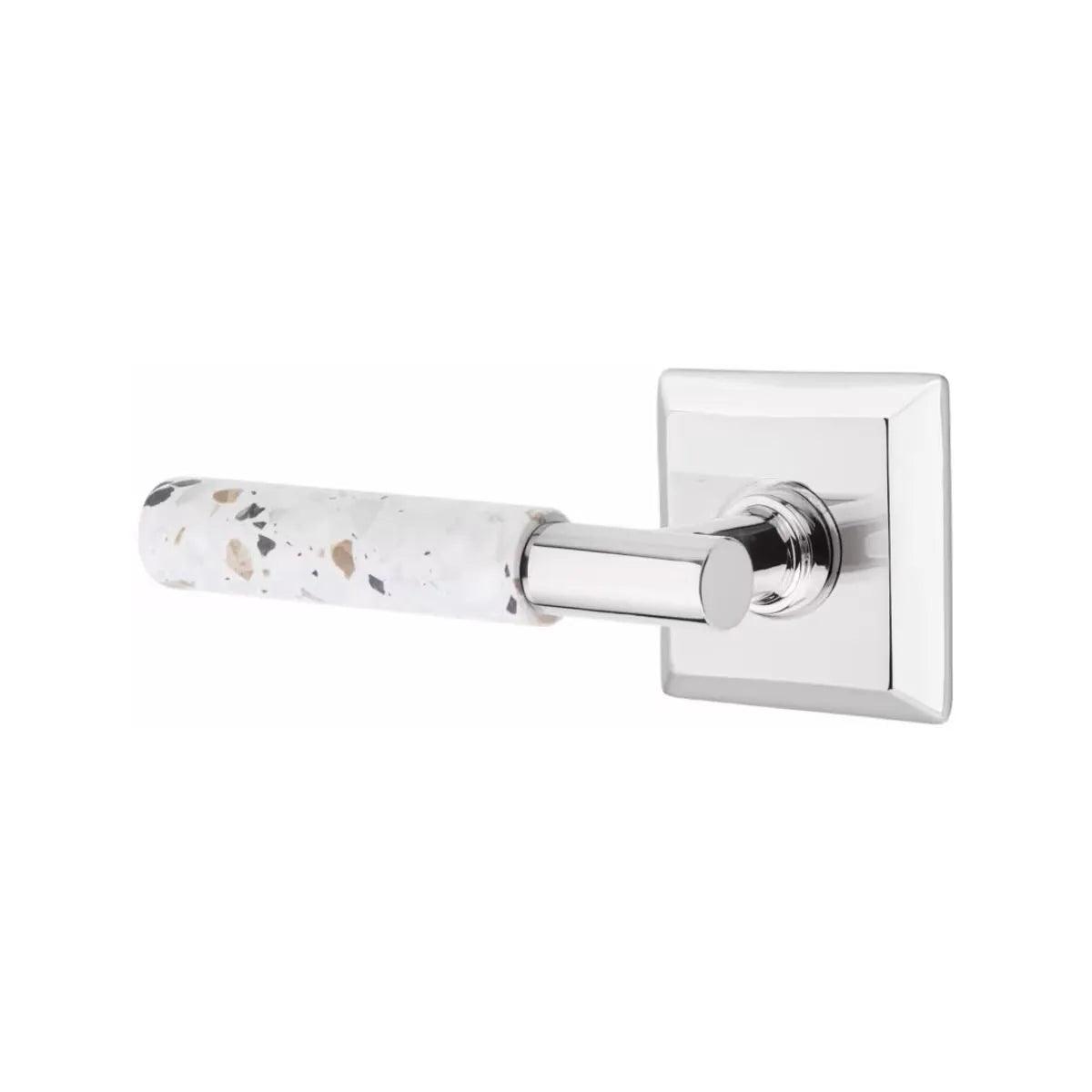 Emtek Select T-Bar Terrazzo Lever with Quincy Rosette Polished Chrome