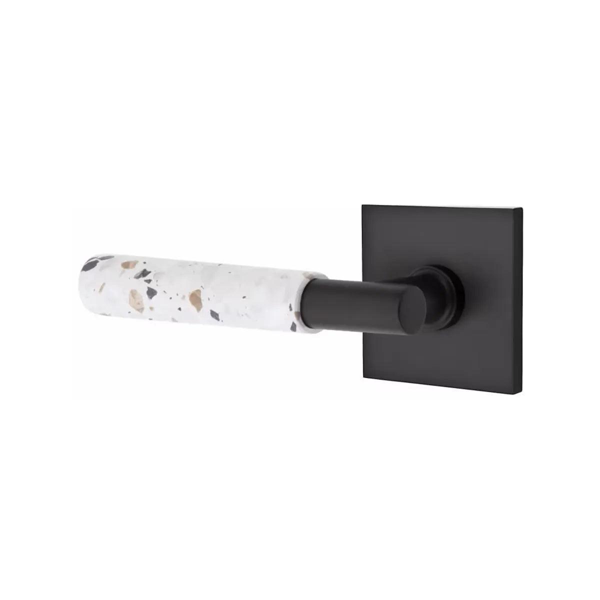 Emtek Select T-Bar Terrazzo Lever with Square Rosette Flat Black