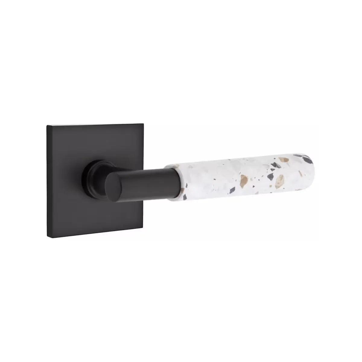 Emtek Select T-Bar Terrazzo Lever with Square Rosette Flat Black