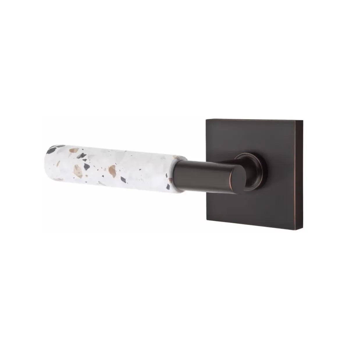 Emtek Select T-Bar Terrazzo Lever with Square Rosette Oil Rubbed Bronze