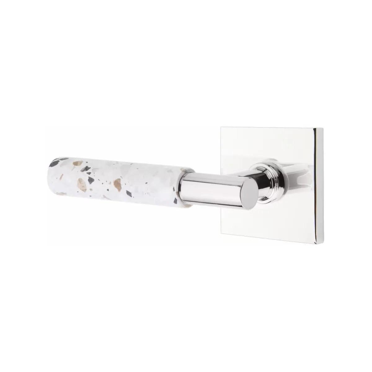 Emtek Select T-Bar Terrazzo Lever with Square Rosette Polished Chrome