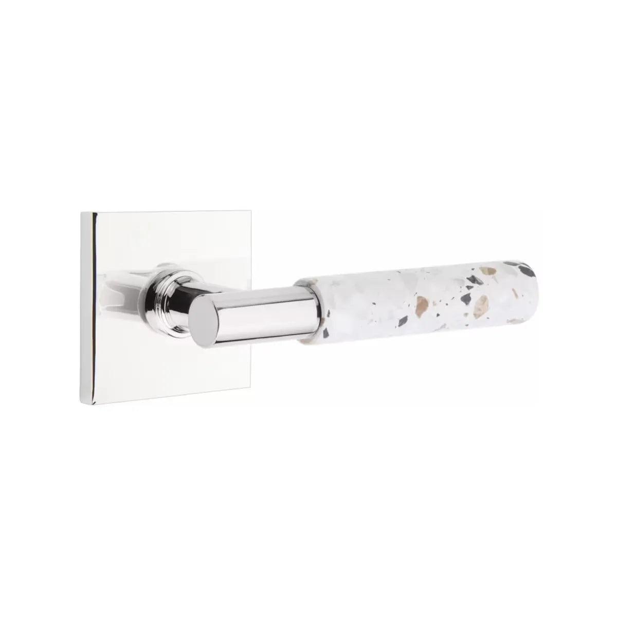 Emtek Select T-Bar Terrazzo Lever with Square Rosette Polished Chrome