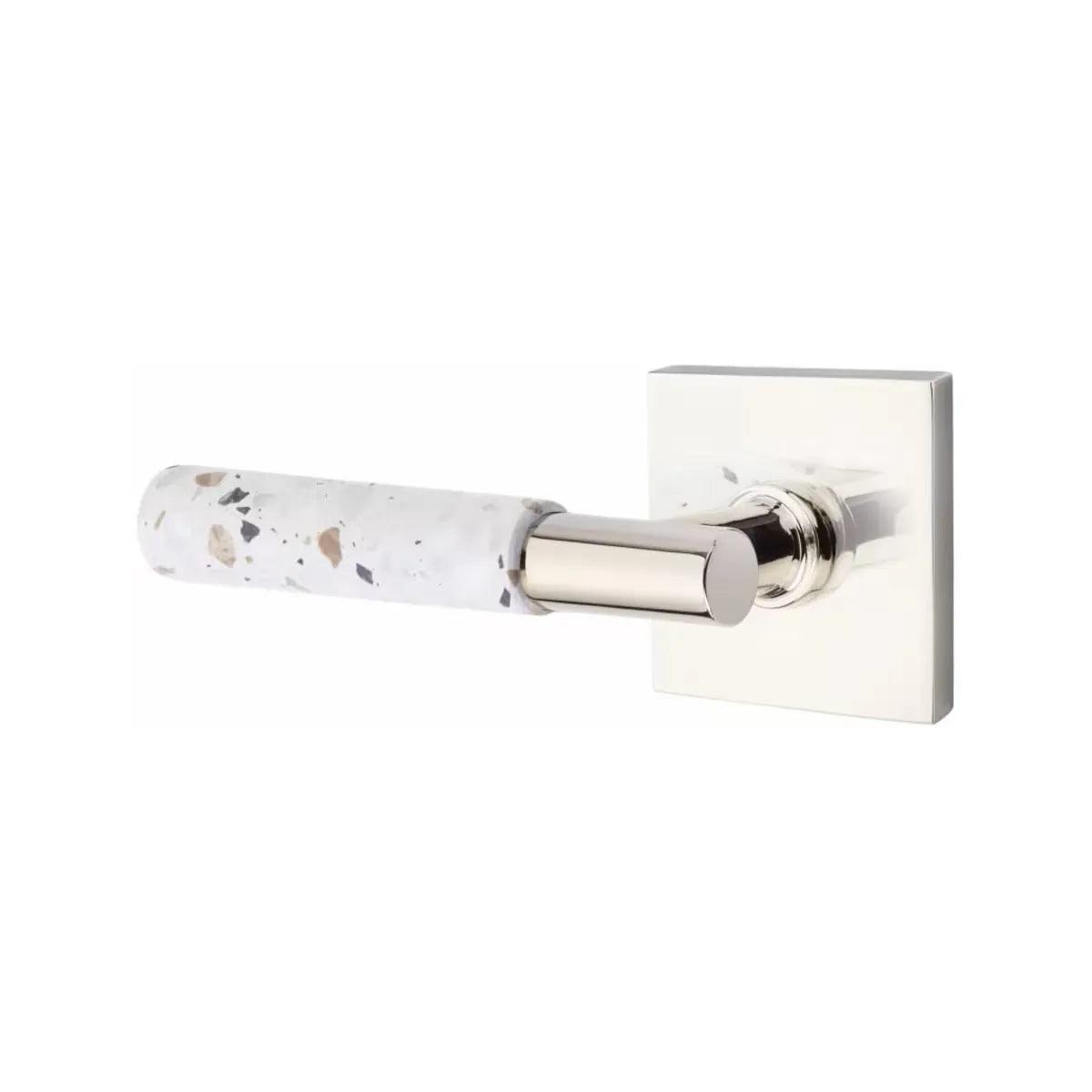 Emtek Select T-Bar Terrazzo Lever with Square Rosette Polished Nickel