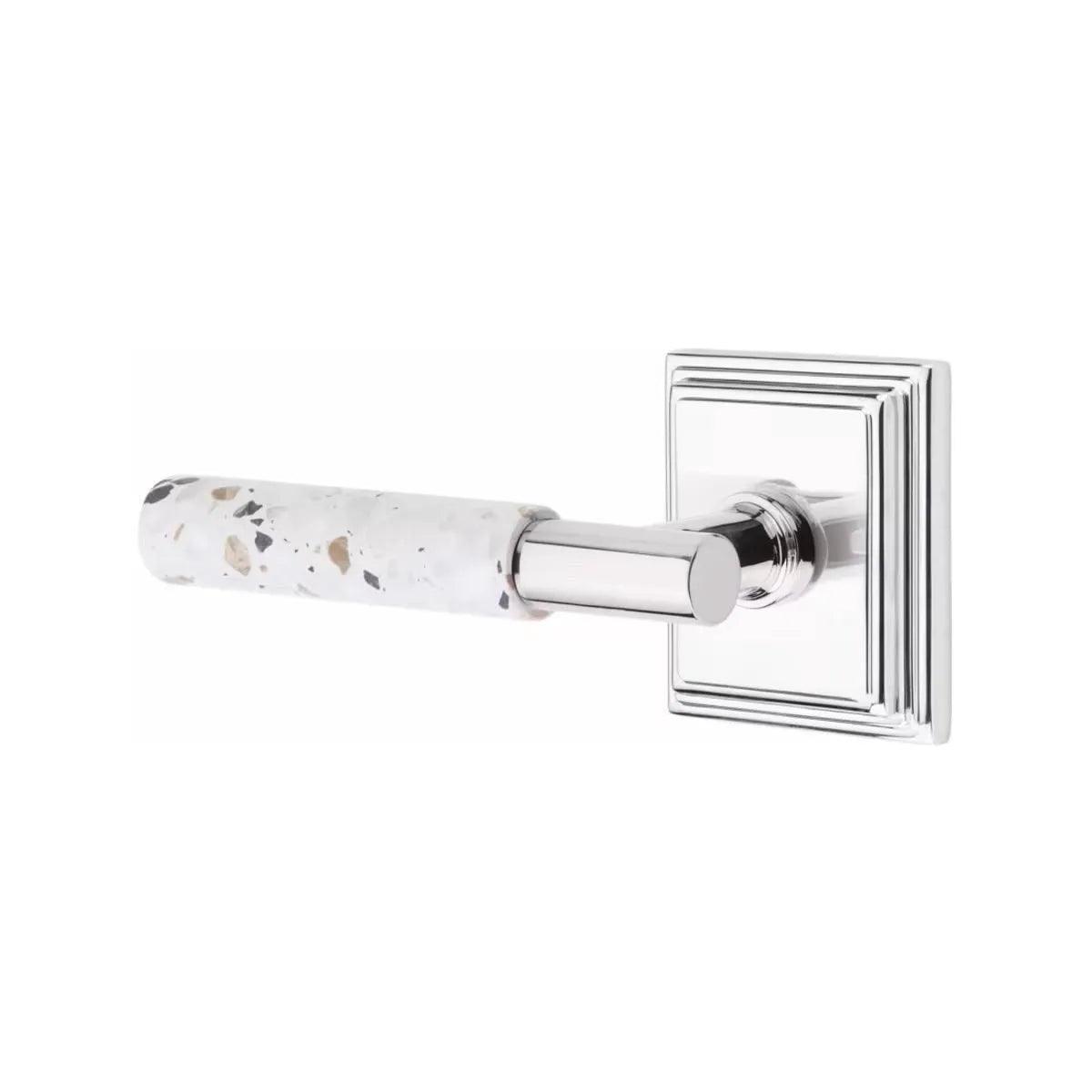 Emtek Select T-Bar Terrazzo Lever with Wilshire Rosette Polished Chrome
