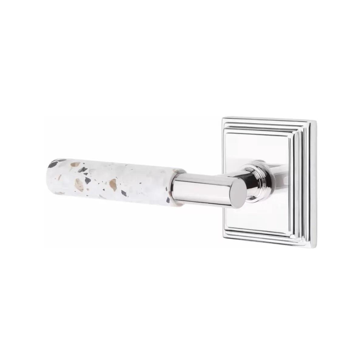 Emtek Select T-Bar Terrazzo Lever with Wilshire Rosette Polished Chrome