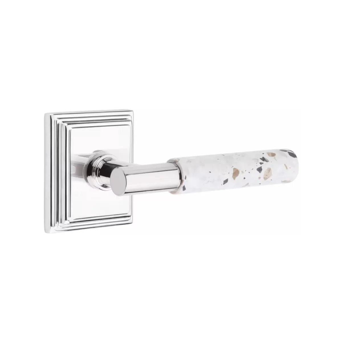 Emtek Select T-Bar Terrazzo Lever with Wilshire Rosette Polished Chrome
