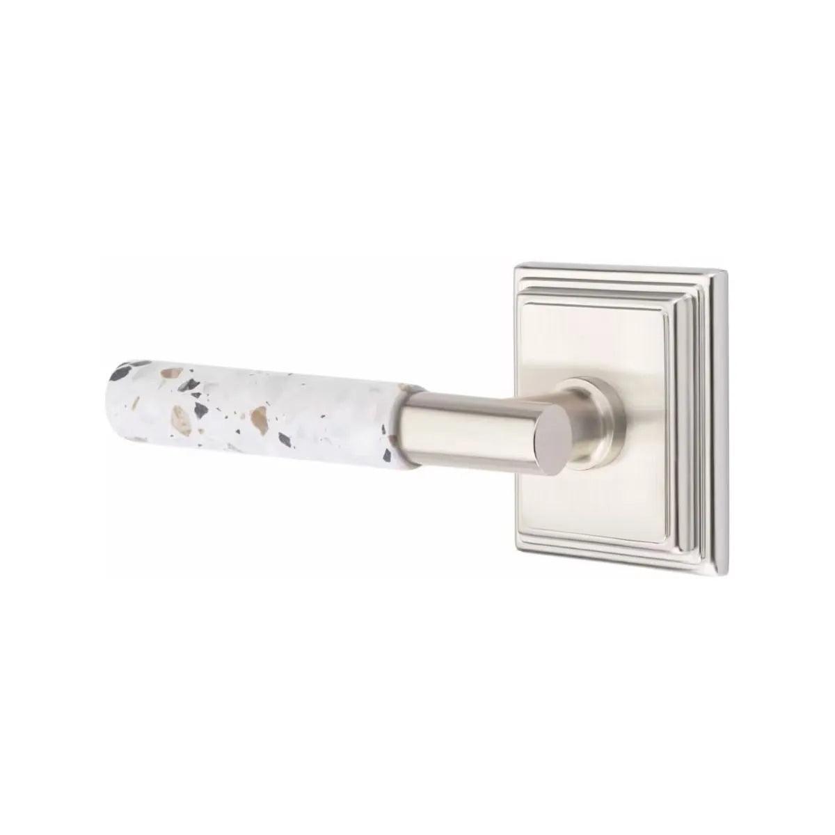 Emtek Select T-Bar Terrazzo Lever with Wilshire Rosette Satin Nickel