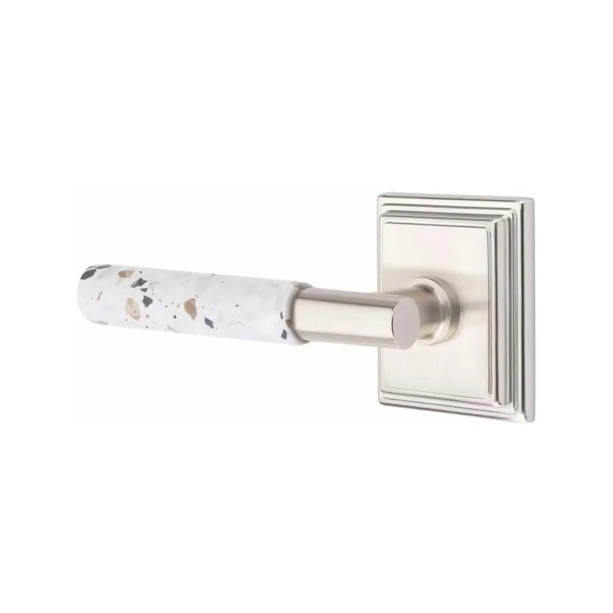 Emtek Select T-Bar Terrazzo Lever with Wilshire Rosette Satin Nickel