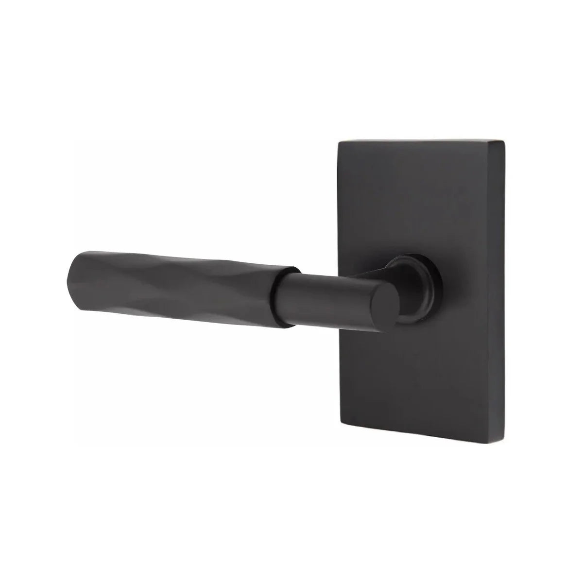 Emtek Select T-Bar Tribeca Lever with Modern Rectangular Rosette Flat Black
