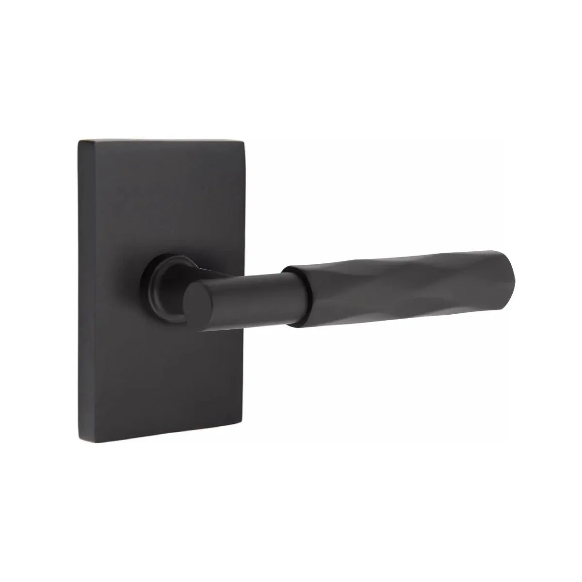 Emtek Select T-Bar Tribeca Lever with Modern Rectangular Rosette Flat Black