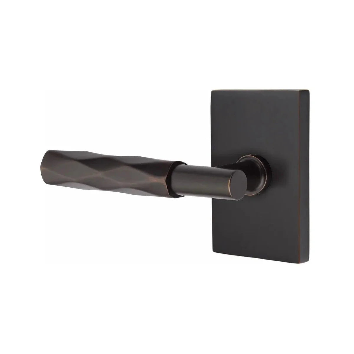 Emtek Select T-Bar Tribeca Lever with Modern Rectangular Rosette Oil Rubbed Bronze
