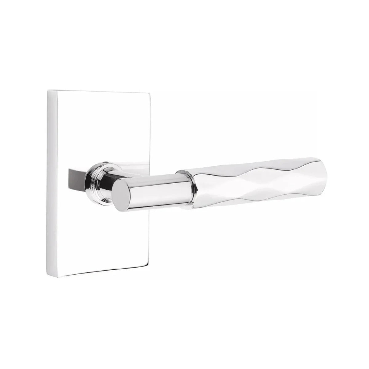 Emtek Select T-Bar Tribeca Lever with Modern Rectangular Rosette Polished Chrome