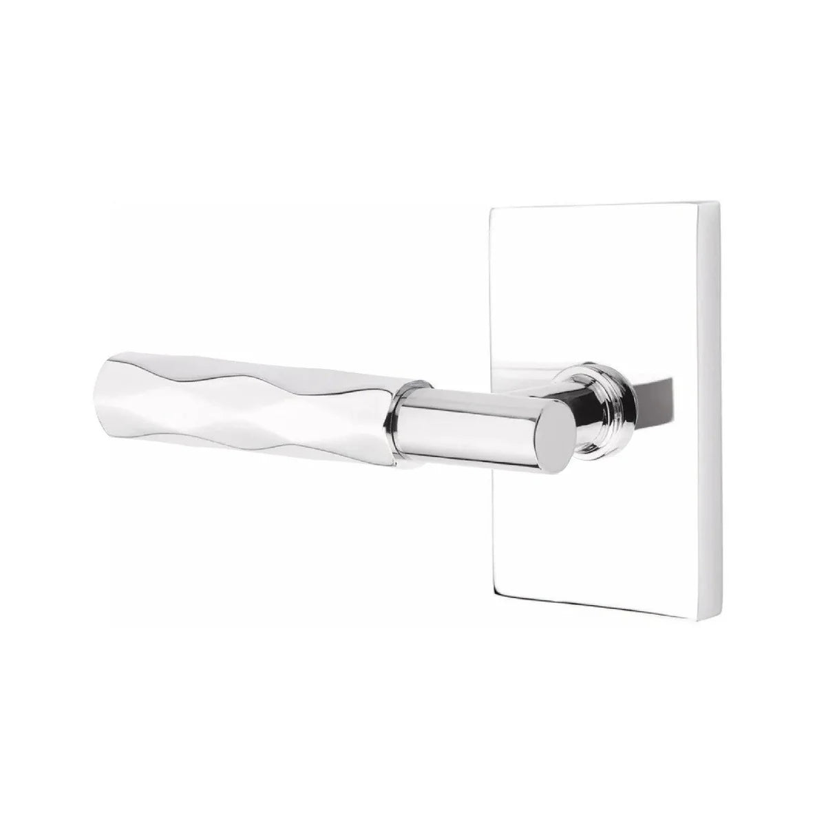 Emtek Select T-Bar Tribeca Lever with Modern Rectangular Rosette Polished Chrome