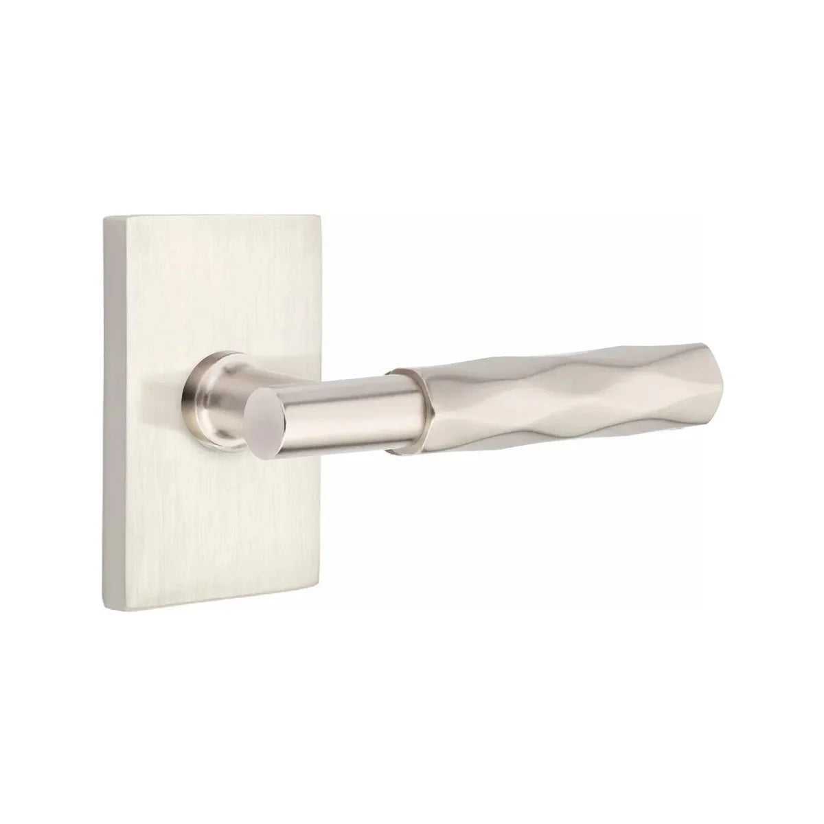 Emtek Select T-Bar Tribeca Lever with Modern Rectangular Rosette Satin Nickel