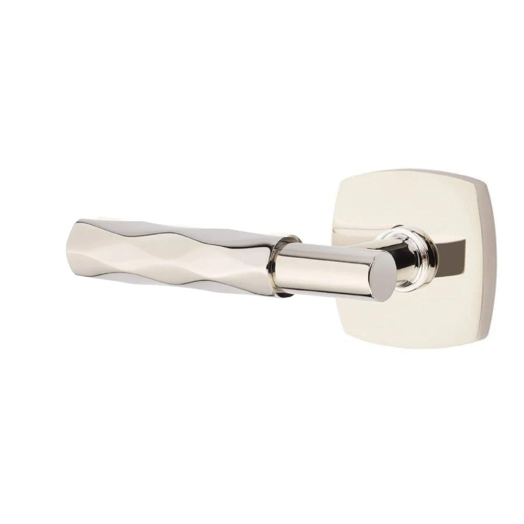 Emtek Select T-Bar Tribeca Lever with Urban Modern Rosette Lifetime Polished Nickel