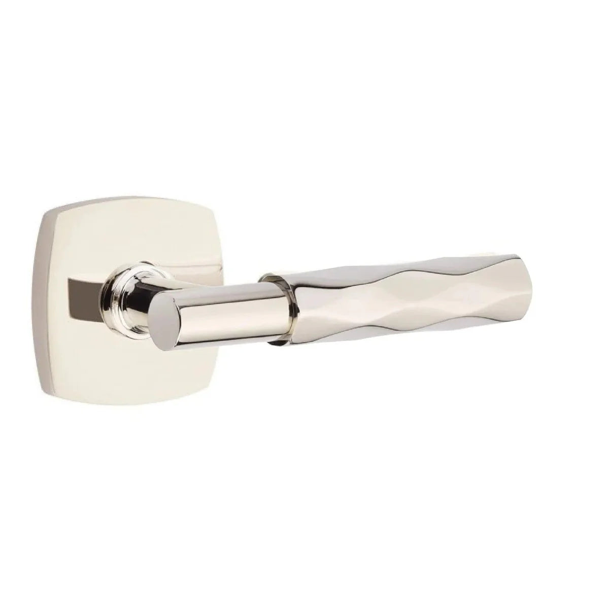 Emtek Select T-Bar Tribeca Lever with Urban Modern Rosette Lifetime Polished Nickel