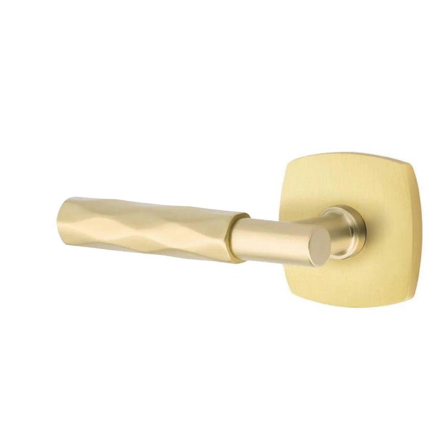 Emtek Select T-Bar Tribeca Lever with Urban Modern Rosette Satin Brass